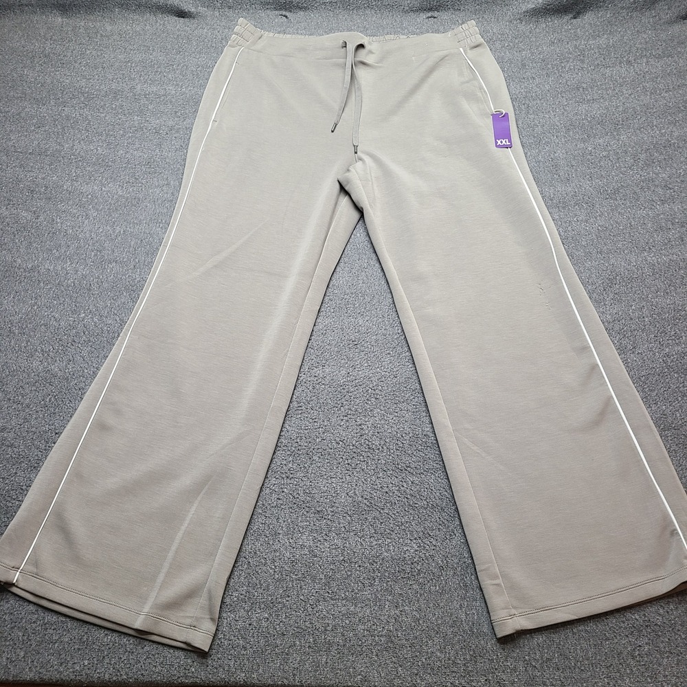 Member's Mark Wide Leg Pant Womens XXL Gray Good Sandwash Piping‎ Drawstring